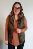 Kelsey Fur Lined Vest in Olive (small left)