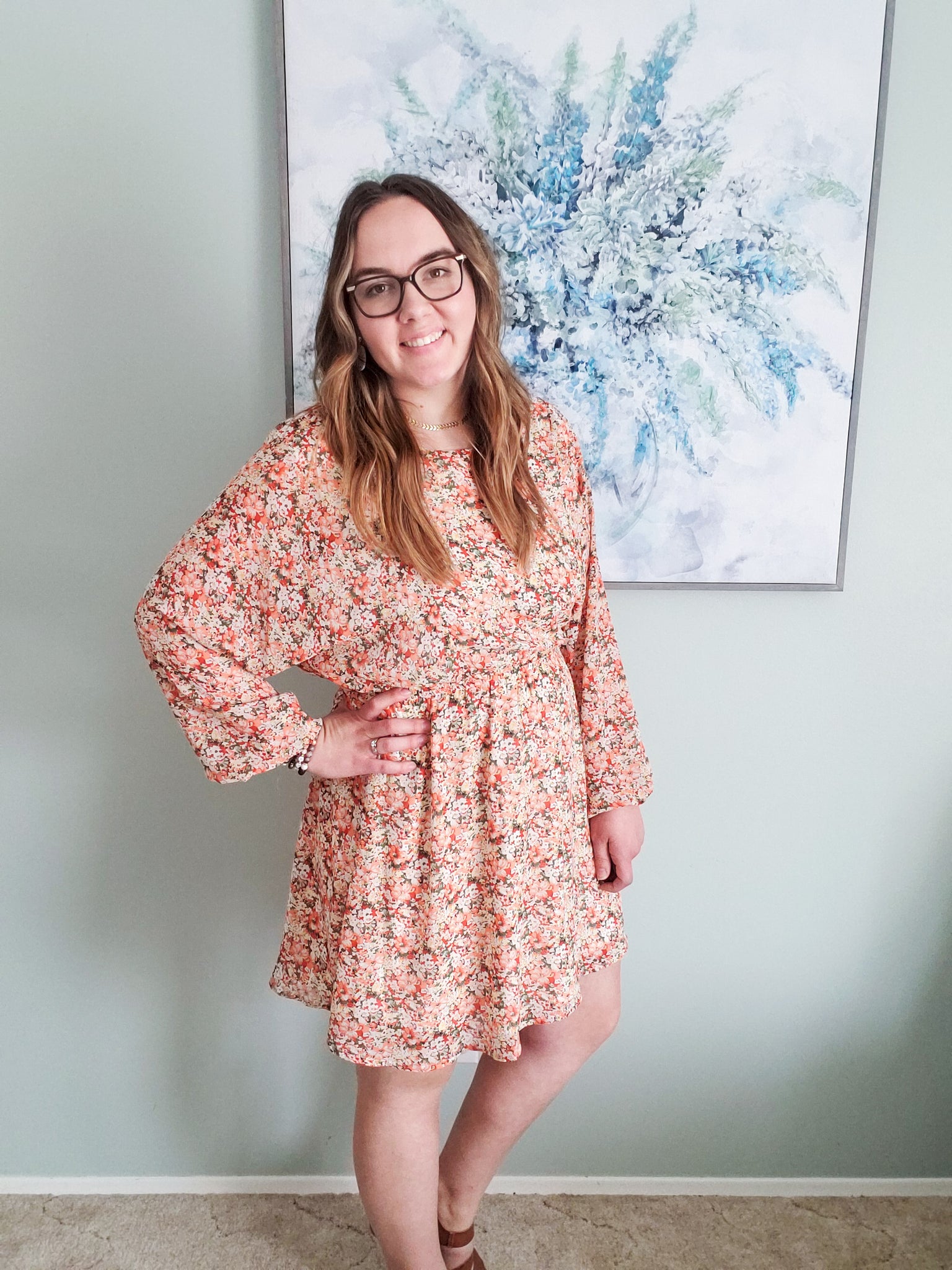 Floral store peach dress