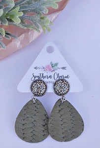 Leopard & Olive Braided Earrings