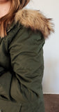 Skye Fur Hooded Jacket in Olive (medium left)