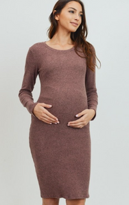 Kayla Mauve Ribbed Maternity Dress