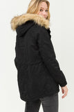 Jaylee Fur Hooded Jacket in Black