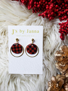 Red Plaid Clay Earrings