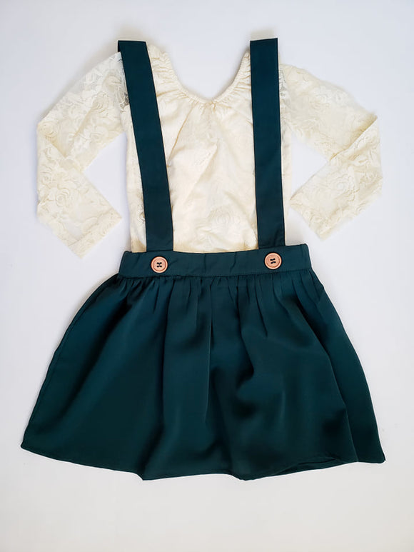 Hunter Green Suspender Skirt