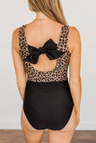 Cute by the Coast Leopard Bow Swimsuit