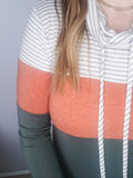 Fall For You Olive + Stripe Cowlneck
