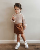 Brown Pocket Leather Skirt