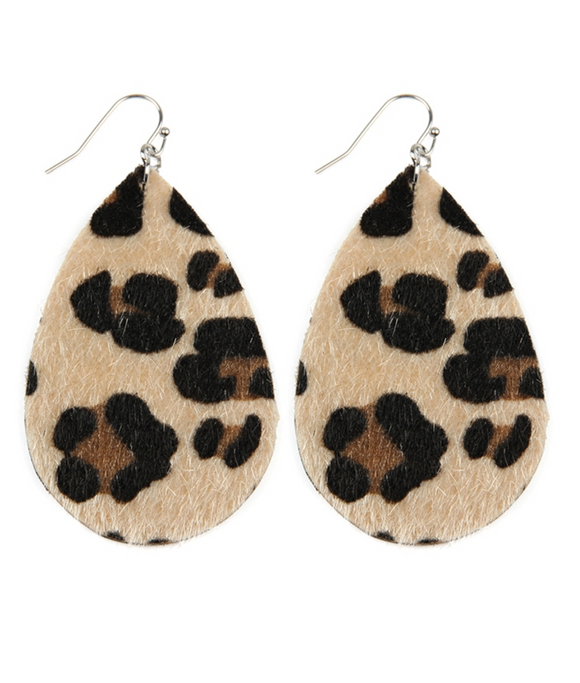 Brown Leopard Teardrop Earrings