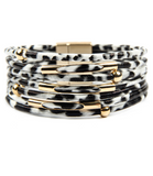 White & Grey Leopard Bangle Bracelet